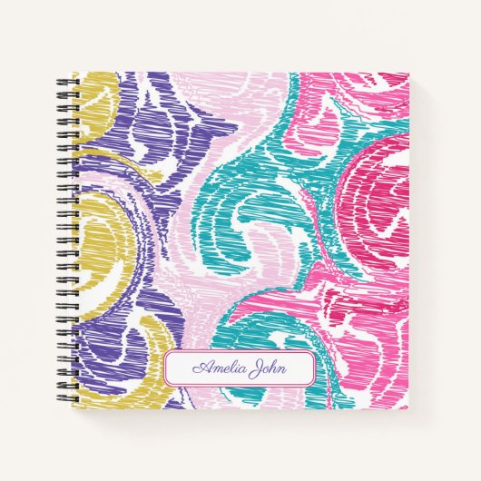 Retro Kleurrijke Kunst Custom Notitieboek (Voorkant)