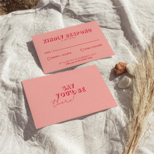 Retro Kleurrijke Leuke Funky Bold Unieke Bruiloft RSVP Kaartje