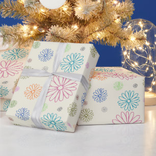 Retro Kleurrijke Madeliefjes Cadeaupapier