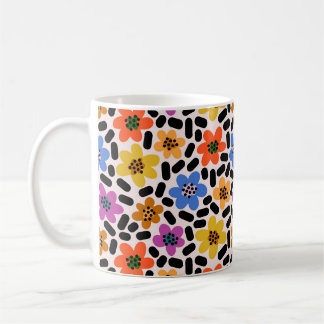 Retro Kleurrijke Memphis Stijl Bloemmotief Koffiemok