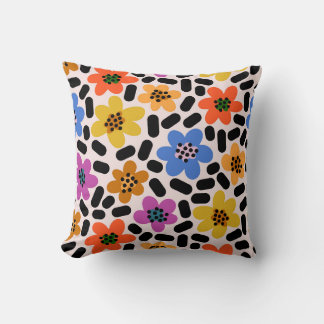 Retro Kleurrijke Memphis Stijl Bloemmotief Kussen
