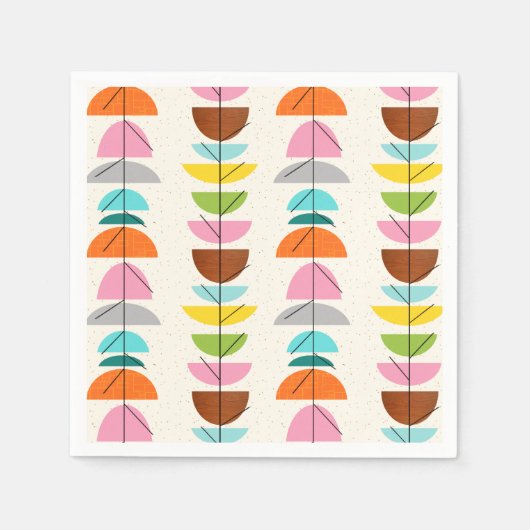 Retro Kleurrijke Nesten Papieren servetten (Voorkant)