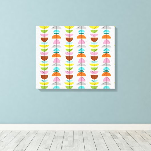 Retro Kleurrijke Nesten Uitgerekt Canvas Print (Insitu (Houten vloer))