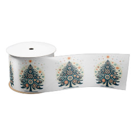 Retro Kleurrijke Nordic Style Kerstboom patroon Lint
