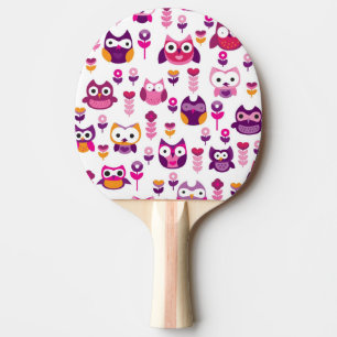 retro kleurrijke patroon van de uilvogel tafeltennisbatje