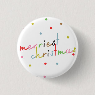 Retro kleurrijke polka dot kerstvakantie ronde button 3,2 cm