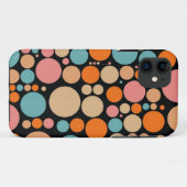 Retro Kleurrijke Polka Dots op Zwart Case-Mate iPhone Case (Achterkant (horizontaal))