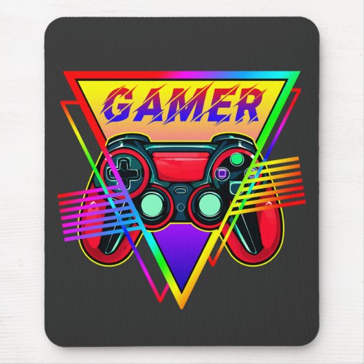 Retro Kleurrijke Rainbow Gamer Computer Gaming Muismat (Voorkant)