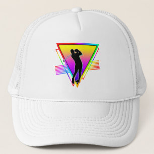 Retro Kleurrijke Rainbow Golf Speler  Trucker Pet