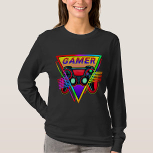 Retro Kleurrijke Regenboog Gamer Computer Gaming T-shirt