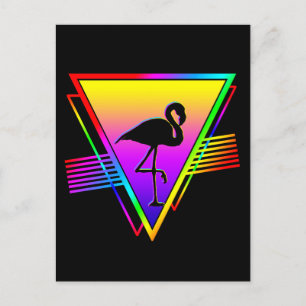 Retro Kleurrijke Regenboog Moderne Flamingo Vogel Briefkaart