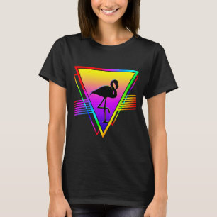 Retro Kleurrijke Regenboog Moderne Flamingo Vogel T-shirt