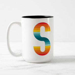 Retro Kleurrijke Regenboog Typografie Zonsondergan Tweekleurige Koffiemok