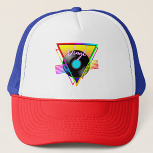 Retro Kleurrijke Regenboog Vinyl Muziekplaat Trucker Pet