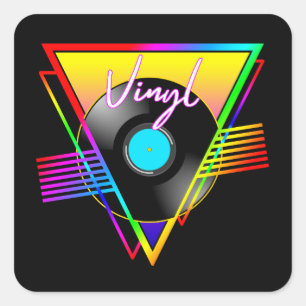 Retro Kleurrijke Regenboog Vinyl Muziekplaat Vierkante Sticker