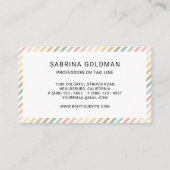 Retro kleurrijke roze groene strepen pasteelkleure visitekaartje (Achterkant)