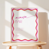 Retro Kleurrijke Roze Sinaasappel Wavy Border Mimo Reclamebord Met Voetstuk