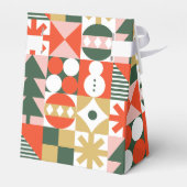 Retro  Kleurrijke Scandinavische Kerstmis Bedankdoosjes (Achterkant)