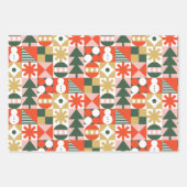 Retro  Kleurrijke Scandinavische Kerstmis Inpakpapier Vel (Voorkant 2)
