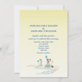 Retro Kleurrijke Strandbruiloft Kaart (Voorkant)