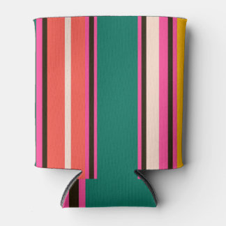 Retro kleurrijke strepen, abstracte achtergrond blikjeskoeler