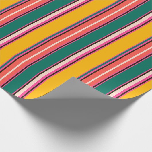 Retro kleurrijke strepen, abstracte achtergrond cadeaupapier (Hoek)