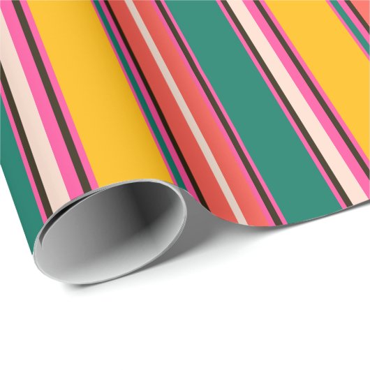 Retro kleurrijke strepen, abstracte achtergrond cadeaupapier (Rol Hoek)