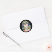 Retro Kleurrijke Uil Boho Bohemian Vogel Custom Ronde Sticker (Envelop)