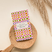 Retro Kleurrijke Wavy Geruite Eigenzinnige Boho Gi Visitekaartje