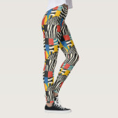 Retro Kleurrijke Zebra Block Patroon Leggings (Rechts)