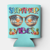 Retro Kleurrijke Zomervibes Blikjeskoeler (Achterkant)