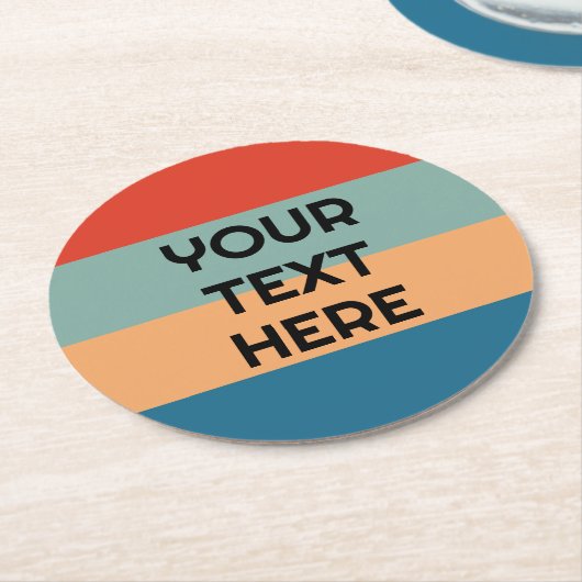 Retro kleurstrepen uiterlijk tekst toevoegen ronde kartonnen onderzetter (Gebogen)