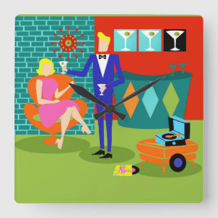 Retro Klok van de Muur van het Paar van Martini