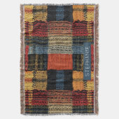 Retro Knit Patchwork - Gezellige Herfst Boho Vinta Deken (Voorkant Verticaal)