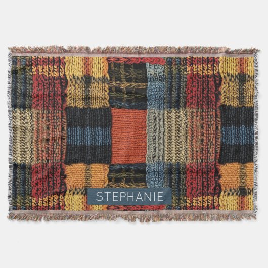 Retro Knit Patchwork - Gezellige Herfst Boho Vinta Deken (Voorkant)