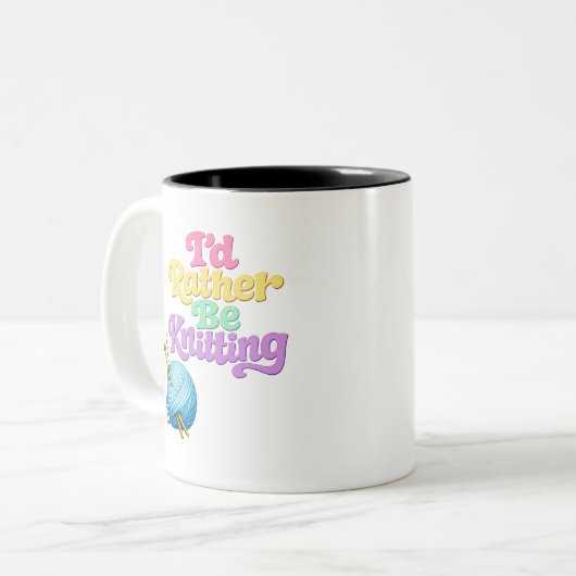Retro Knitting Style Two-Tone Coffee Mug (Devant gauche)