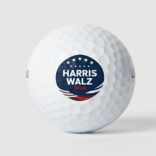 Retro knopverkiezing voor Democraten Harris Waltz Golfballen