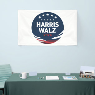 Retro knopverkiezing voor Democraten Harris Waltz Spandoek