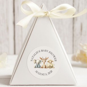 Retro Knuffel Dieren Baby Shower Ronde Sticker