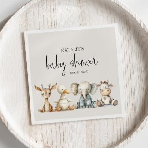 Retro Knuffel Dieren Baby Shower Servetten