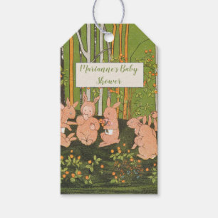 Retro Knuffel Konijn Baby Shower Cadeaulabel