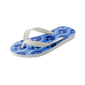 Retro kobalt blauwe bloemen kinder teenslippers (Schuin)
