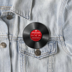 Retro koele douanetekst vinylverslag, ronde button 7,6 cm