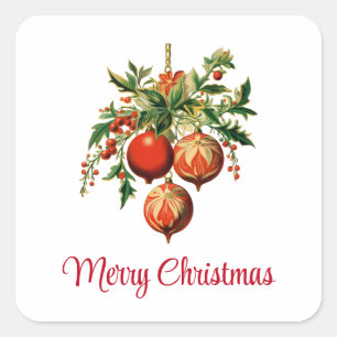 Retro Koele Kerstboom Decoraties Vierkante Sticker