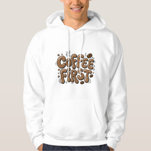 Retro "Koffie Eerst" Koffieliefhebber Hoodie
