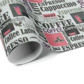 retro koffie keukenpatroon voor espresso latte cadeaupapier (Rol Hoek)
