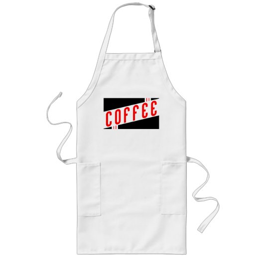 retro koffie lang schort (Voorkant)