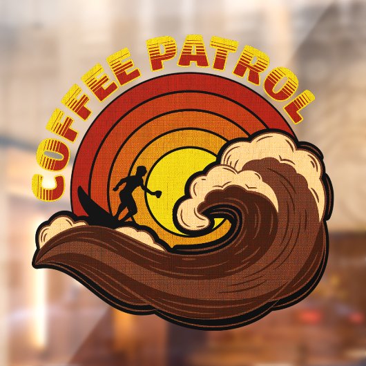 Retro koffie patrouille raamsticker (Vel 2)