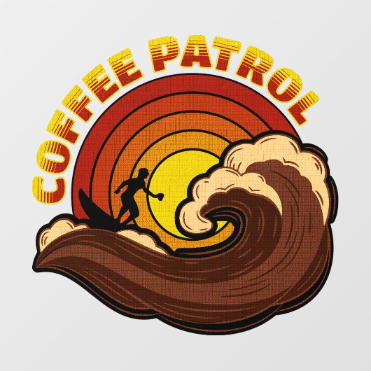 Retro koffie patrouille raamsticker (Vel)