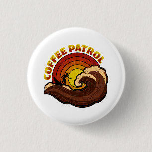 Retro koffie patrouille ronde button 3,2 cm